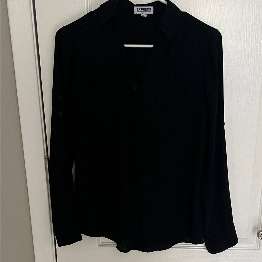 Express Portofino Classic Black Button-Up Shirt